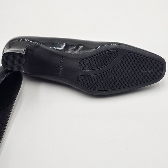 Easy Street Black Patent Leather Low Block Heel Shoes Y2K Office Career - Picture 5 of 11